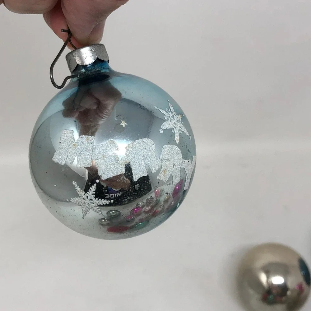 Vintage Mercury Glass Christmas Ornaments Lot of 17 Reflector UFO Teardrop